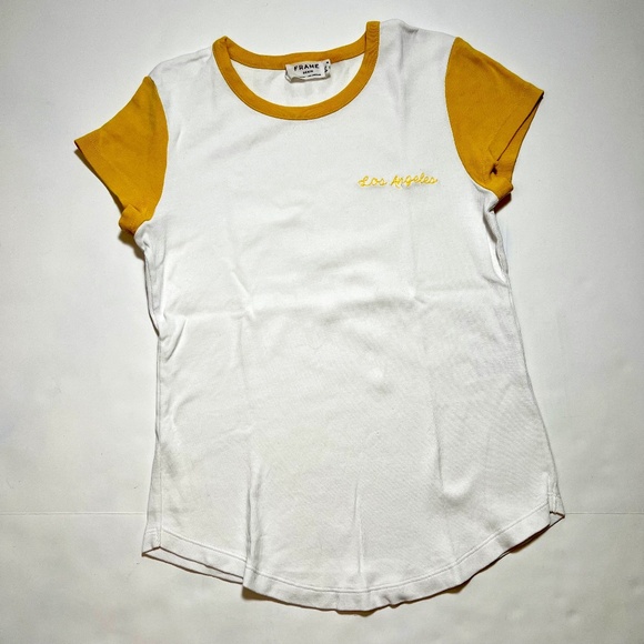 FRAME Denim T-shirt Short Cap Sleeve "Los Angeles" Size M - Picture 2 of 9